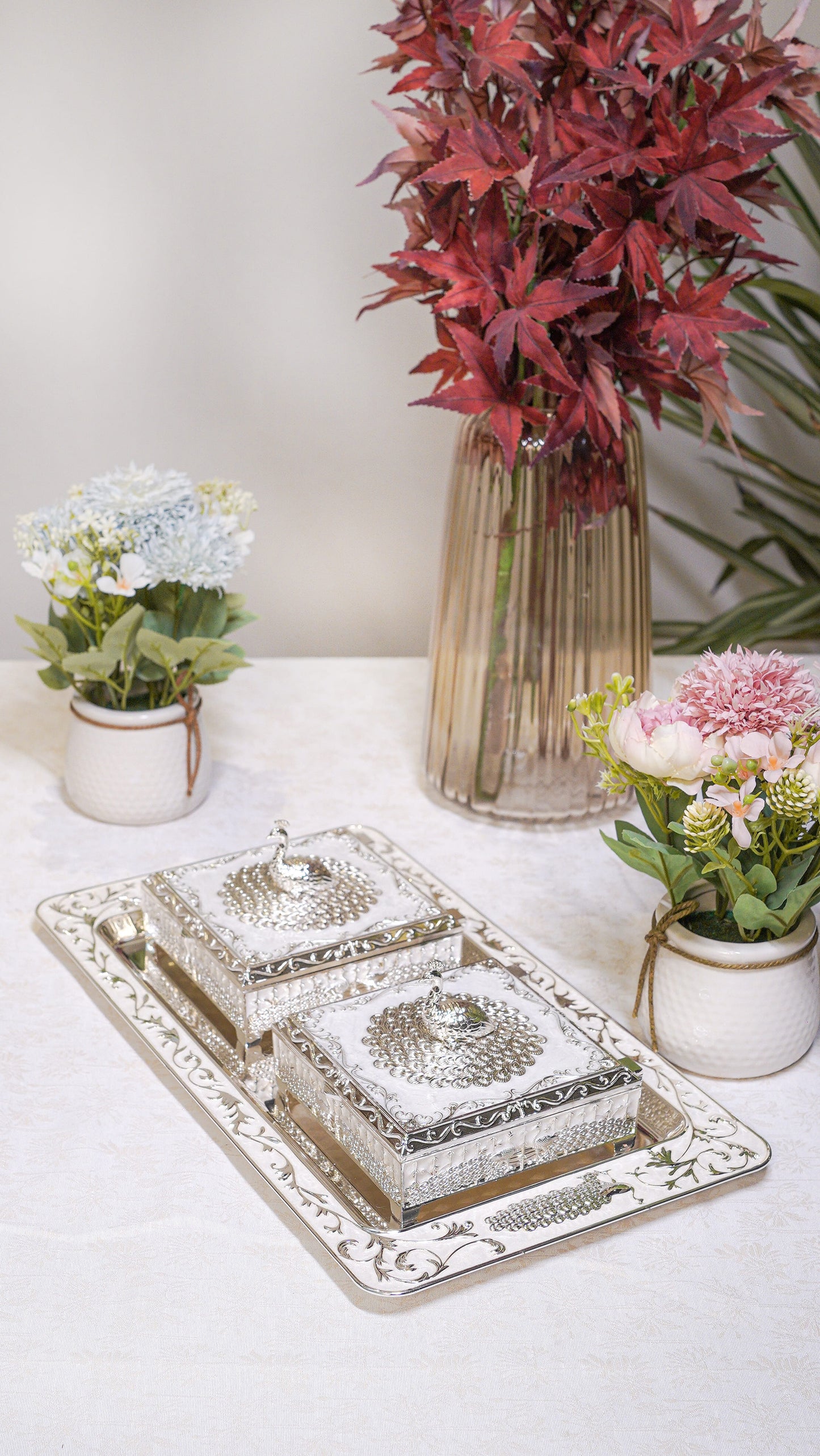 Royal Peacock German Silver Serving Set (3-Piece) – Square Edition