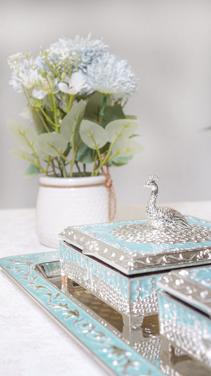 Royal Peacock German Silver Serving Set (3-Piece) – Square Edition