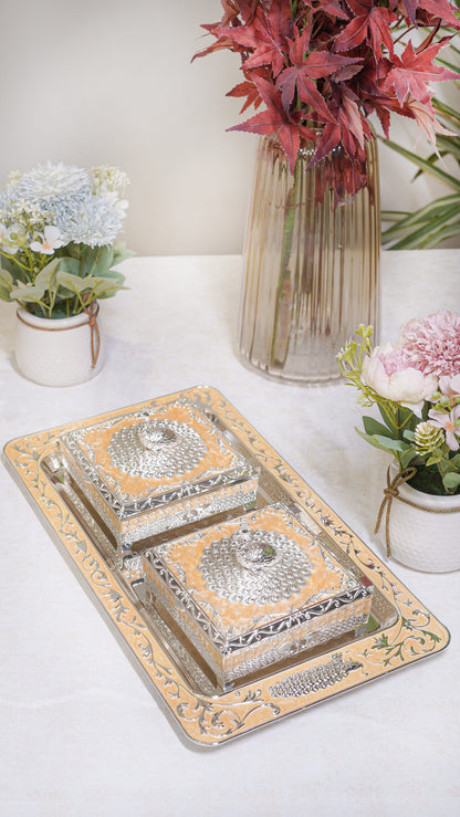 Royal Peacock German Silver Serving Set (3-Piece) – Square Edition