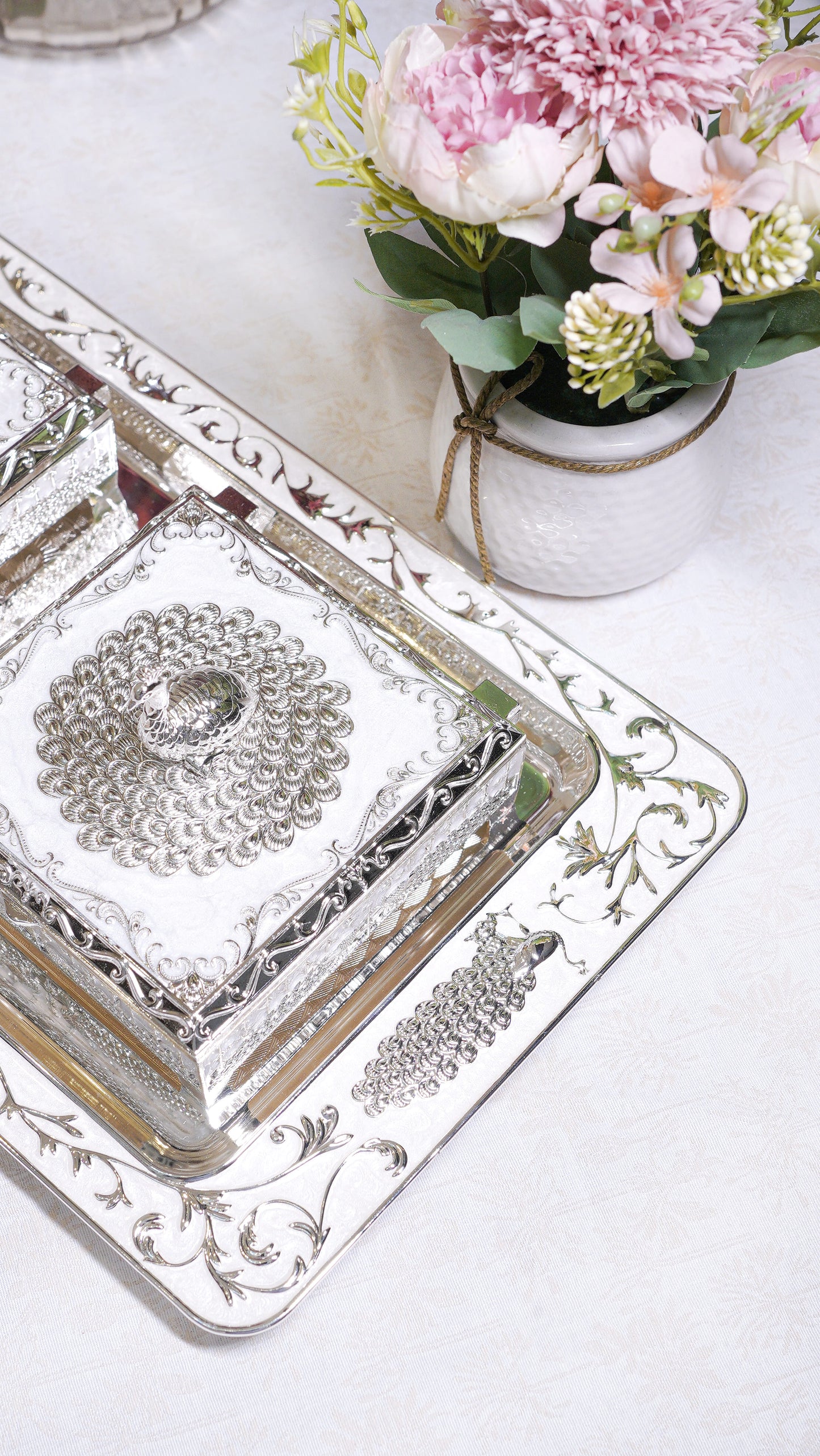 Royal Peacock German Silver Serving Set (3-Piece) – Square Edition