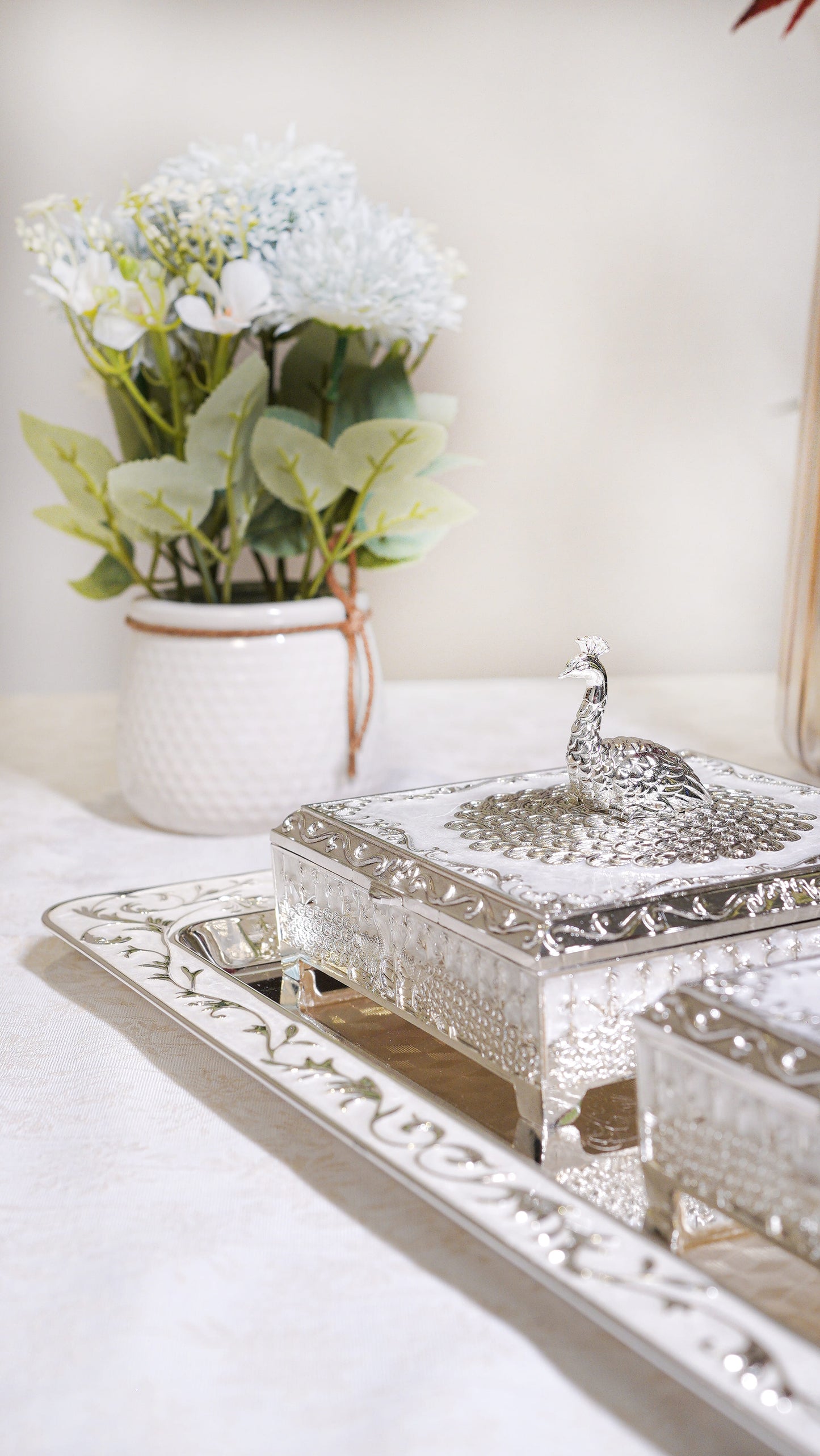 Royal Peacock German Silver Serving Set (3-Piece) – Square Edition