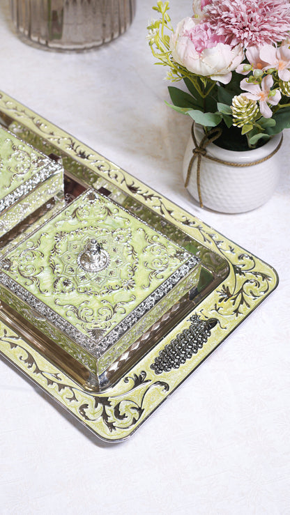 Royal Peacock German Silver Serving Set (3-Piece) – Square Edition