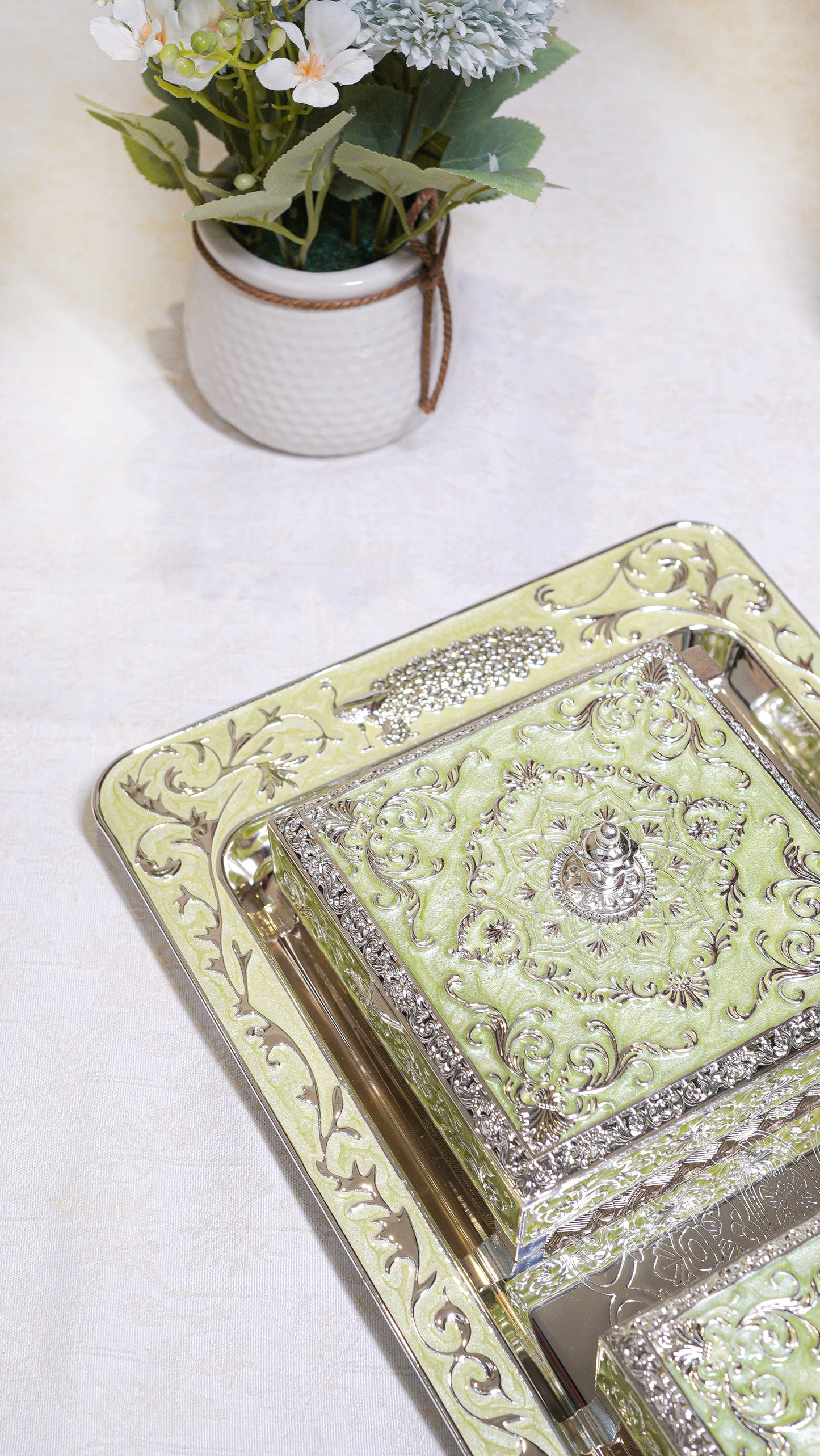 Royal Peacock German Silver Serving Set (3-Piece) – Square Edition