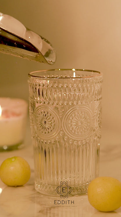 Aurum Edge Water Glasses – Set of 6 (360 ml)
