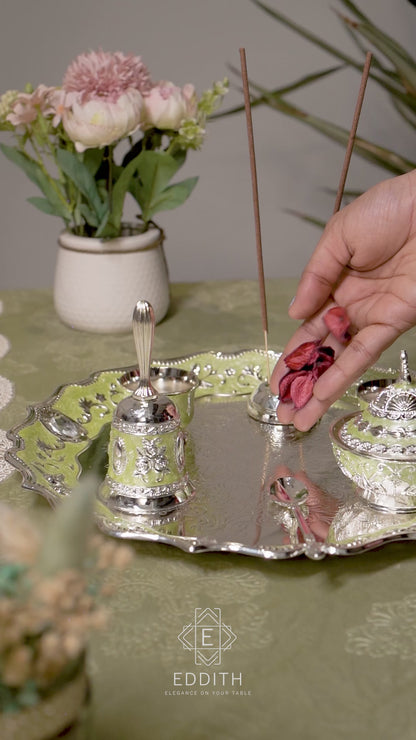 Royal German Silver Pooja Thali Set (7-Piece)