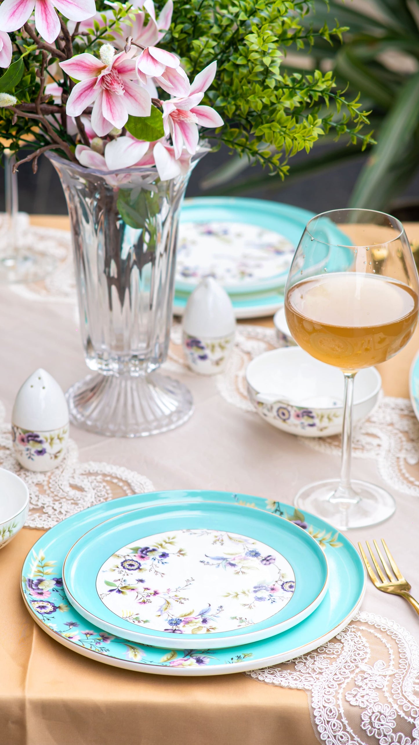 Aqua Bloom Dinner Set | 39 Pieces