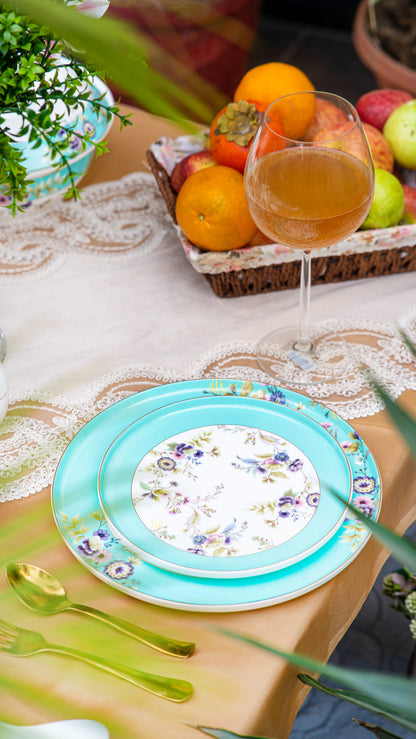 Aqua Bloom Dinner Set | 39 Pieces